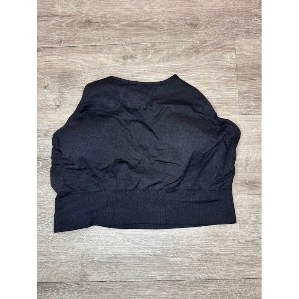 Black Strappy Sports Bra Crop Top Open Back Athleisure Yoga Activewear - Picture 6 of 7